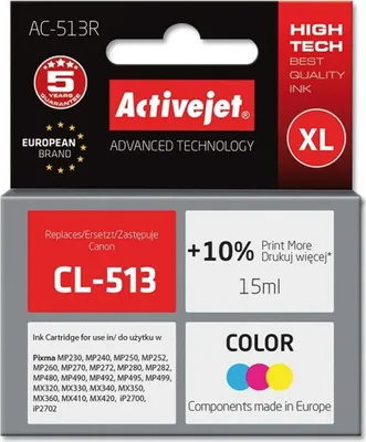Image de Cartouche d'encre Activejet AC-513R (remplace Canon CL-513 ; Premium ; 15 ml ; couleur)