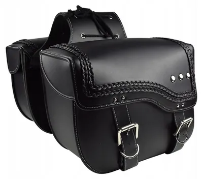 Zdjęcie produktu dla Sakwy Boczne Motocyklowe Skórzane 36X15X30Cm Wodoodporne Czarne Para