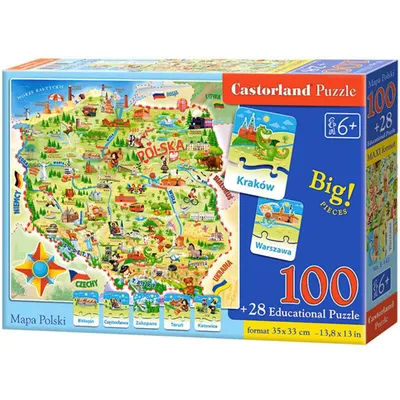 Obrázok produktu pre Castorland Mapa Poľska 100ele a Puzzle CA0010 kvíz