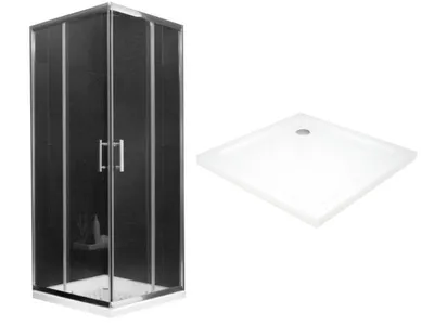 Image de Rio Cabine de douche carrée 90x90 cm, transparente, chromée + receveur avec siphon (860-090-090-01-00-4010)