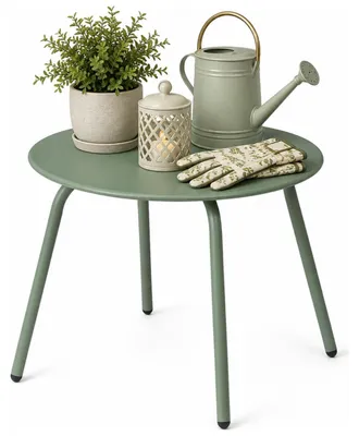 Produktbild von Gartenbeistelltisch - grun - Metall - Durchmesser 50 cm - Hohe 40 cm - rund - Couchtisch