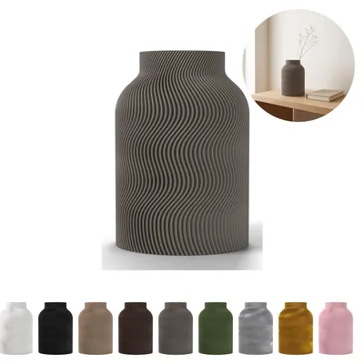 Produktbild von Deko Vase Luna 17,2 cm, gewellte Rippen aus PLA – Grau