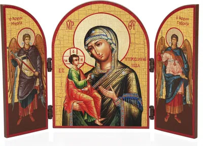 Produktbild von Gottesmutter Von Jerusalem Triptychon Holz Ikone 25x16cm christlich 11315