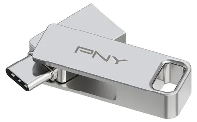 Imagen del producto de Memoria USB 3.2 + USB-C de 256 GB, compatible con OTG, de metal, color plateado, marca PNY