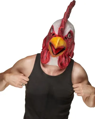 Immagine prodotto di Maschera in lattice da pollo rosso-bianco-giallo - taglia unica