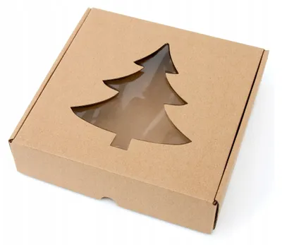 Produktbild von 15x15x5 cm Box mit CHOINA-Fenster - Eco braun - Set mit 5 Stück, Schachtel mit Fenster, Verpackung mit Sichtfenst