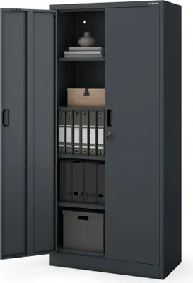Storex Mobiler Aktenschrank Aus Kunststoff, 2 Schubladen – 48,9 X 38,1 X 58,9 Cm, Schwarz/grau, Mit Metallakzenten & Flacher Oberseite