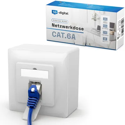 Image de Prise réseau CAT.6a avec 1x port RJ45 en saillie / encastrée RAL9003