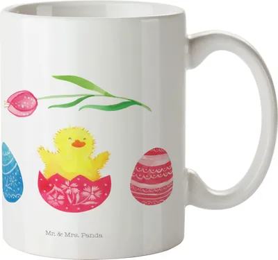 Produktbild von Mr. & Mrs. Panda Haferl Küken Schlüpfen - Weiß - Geschenk, Ostern, Plastikbecher, Ostergrüße, Frohe, Pott, Trinklernbecher, Kindertasse, Osterei, Mehrwegbecher, Ei, Grüße