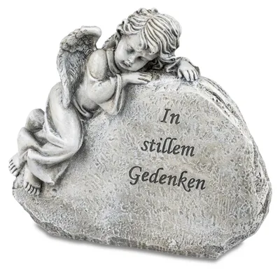 Produktbild von Grabdeko Stein mit Engel In stillem Gedenken B. 21cm Formano Trauerdekoration