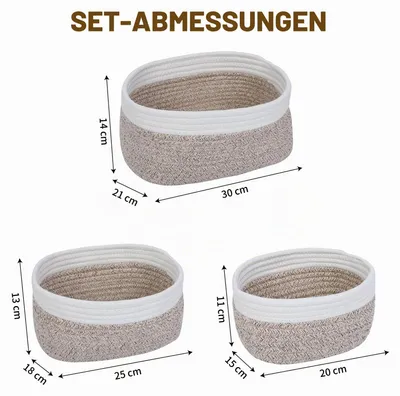 Imagen del producto de Cesta de almacenamiento Cozary, hecha de algodón: organizador de baño hecho a mano