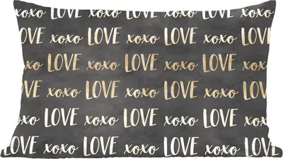 Produktbild von MuchoWow® Zierkissen Sofakissen Wohnzimmer Dekokissen 60x40 cm Muster - Liebe - Gold - Schwarz - Kopfkissen - Polster mit Foto