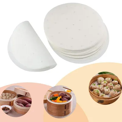 Produktbild von Dampfpapier Backpapier - 100 Stück perforiertes Antihaft-Silikonölpapier - für Luftfritteuse, Dampfgarer