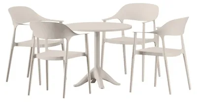 Immagine prodotto di VITA | Set di mobili da giardino - 5 pezzi - Beige - Tavolo rotondo - 4 sedie - Plastica