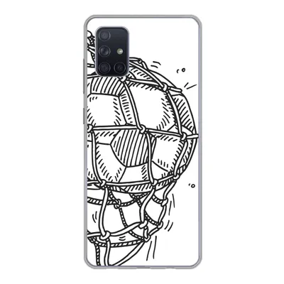Produktbild von MuchoWow® Handyhülle Schutzhülle Hülle für Samsung Galaxy A71 Eine Illustration eines Fußballschusses ins Tor - Jungen - Mädchen - Kinder Silikon Softcase Handy Hülle - Kartenbesitzer