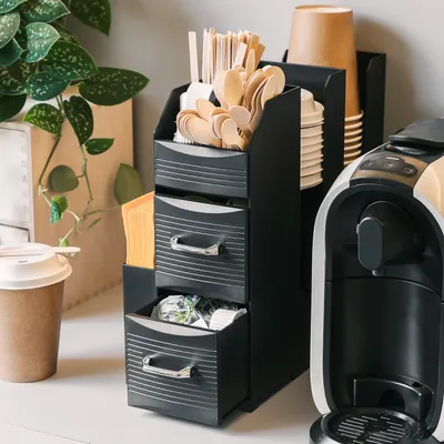 Produktbild von Navaris Kaffee Organizer Set Aufbewahrungsbox Kaffeezubehör - Aufbewahrung von Zubehör - Spender für u. a. Zucker Sirup Milch Servietten Kapseln
