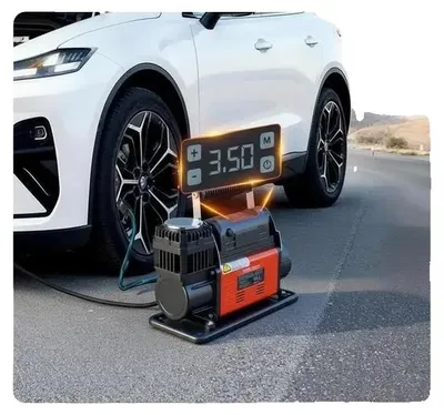 Zdjęcie produktu dla Kompresor powietrza, automatyczne wyłączanie, wyświetlacz LCD, kolor czerwony