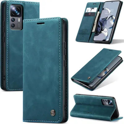Produktbild von Xiaomi 12T Pro Hülle, Retro Kunstledertasche mit Standfunktion Schutzhülle für Xiaomi 12T / 12T Pro Blau