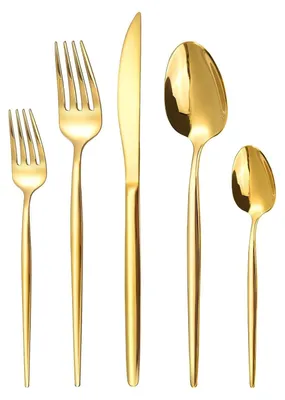 Produktbild von 30 teiliges Edelstahl Besteckset Gold,Targzier Goldenes Besteck Set 6 Personen,Elegantes Essbesteck Set mit Messer Gabel Löffel,Tafelbesteck for Party/Hotel/Hochzeit,hochwertige Rostfrei&Glänzend