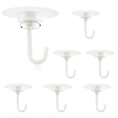 Image de Crochets adhésifs, crochets de plafond pivotants à 360°, crochets muraux adhésifs, crochets à fixation sans perçage, crochets de plafond adhésifs transparents et résistants à l'eau, crochets adhésifs pour la cuisine, la salle de bains, le bureau, le plafond et les murs