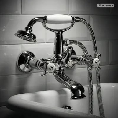 Immagine prodotto di Rubinetteria per vasca da bagno PaulGurkes Stile inglese Antico Cromo Miscelatore a due maniglie
