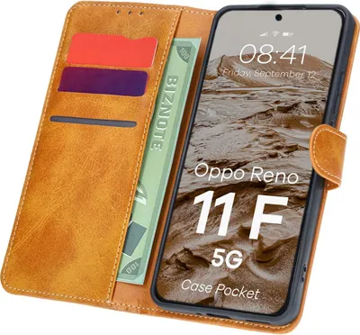 Produktbild von Bizon Case Pocket Flip Case für Oppo Reno11 F 5G, Braun