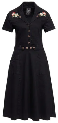 Produktbild von Queen Kerosin Denim Swing Kleid - Western Black S