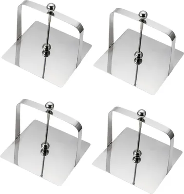 Produktbild von 4er Set Serviettenhalter aus Edelstahl | 4-Stück Serviettenhalter mit Gewicht | 13,4 x12 x 13,4cm Serviettenständer mit Beschwerer | Serviettenspender - Serviettenbox | massiver Tischserviettenhalter
