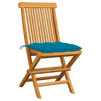 Zdjęcie produktu dla VidaXL 3062479, Taras, Obite siedzisko, Drewno tekowe, Niebieski, Poliester, 470 mm