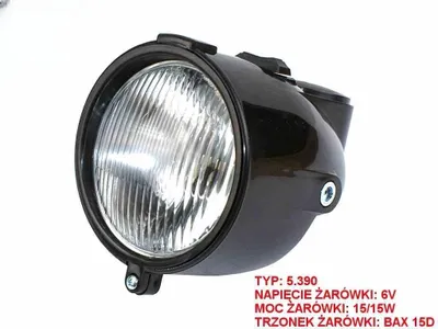 Zdjęcie produktu dla Reflektor przedni ROMET 6 V, 15/15 W