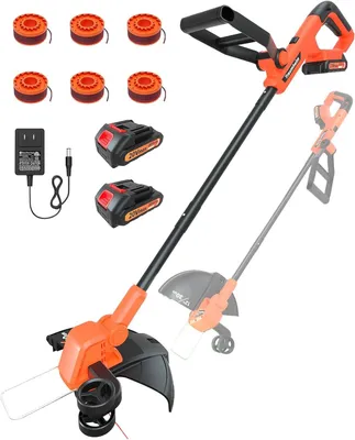 Produktbild von Akku Rasentrimmer mit 2 X 2.0Ah Akkus, 30CM 2-IN-1 Rasenkantenschneider, Freischneider mit Automatik Fadennachführung und Ladegerätn, 6 Fadenspulen