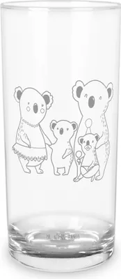 Produktbild von Mr. & Mrs. Panda Trinkglas Koala Familie 200 ml - Transparent - Geschenk, Tumbler, Mama, Family, Koalas, Wasserglas, Muttertag, Longdrinkglas, Glas, Cocktailglas