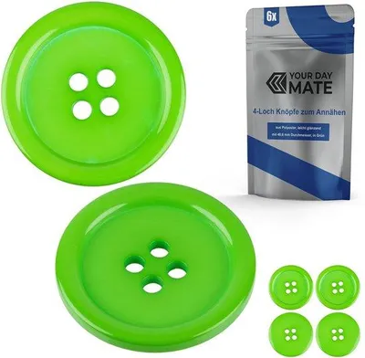 Image de Boutons verts en polyester, 40 mm de diamètre, lot de 6