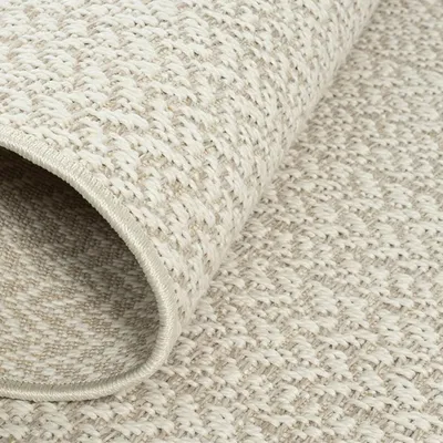 Produktbild von Teppich Outdoor Wohnzimmer strapazierfähig mit rechteckigem Linienmuster in Creme Größe - 240 x 340 cm