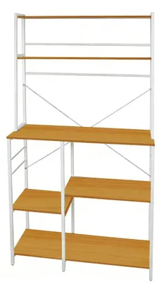Immagine prodotto di Ripiano per cucina - Scaffale autoportante XL - 6 ripiani - Portaoggetti per microonde - Ideale per microonde, macchina da caffè e spezie - Dimensioni: 40 x 86 x 167 cm - Colore: noce