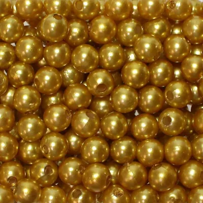 Produktbild von 250 Kunstperlen 8mm Perlen Wachsperlen Dekoperlen Bastelperlen Loch Kunstperlen, Farbe:gold