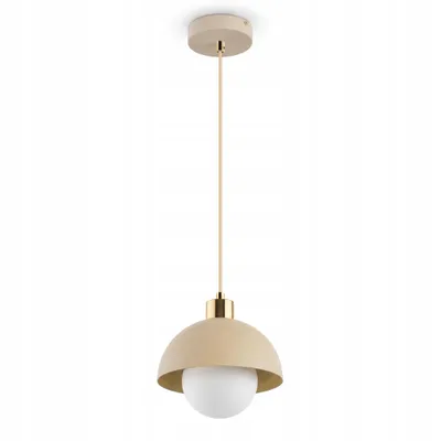Produktbild von LUXOLAR Pendelleuchte G9 Beige Gold Milchglaskugel 12 cm Halbkugel 20 cm