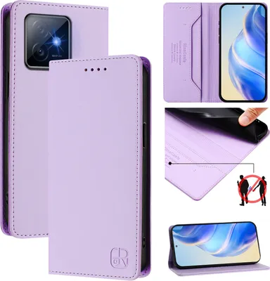 Produktbild von Lederhülle für Honor X60 GT Hülle Flip Brieftasche Kartenfächern Ständer Schutzhülle Violett
