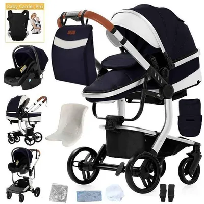 Productafbeelding van 3-in-1 kinderwagen met reiswieg en autostoel zwart