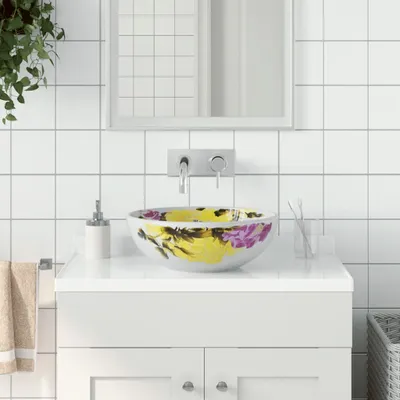 Produktbild von The Living Store Aufsatzwaschbecken Mehrfarbig Rund Ø41x14 cm Keramik