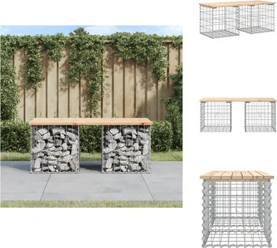 Obrázek produktu pro vidaXL Gabionová zahradní lavice 103x44x42 cm z masivního borovicového dřeva - Zahradní lavice