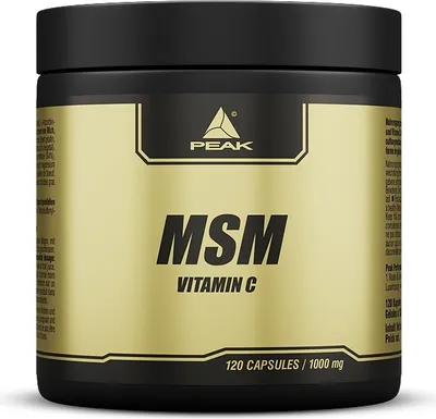 Produktbild von MSM - 120 Kapseln I Gelenke Support I Methyl Sulfonyl Methan I Haut Probleme I Schlüsselsubstrat der Kollagenbildung I mit Vitamin C I glutenfrei I laktosefrei I schweres Krafttraining