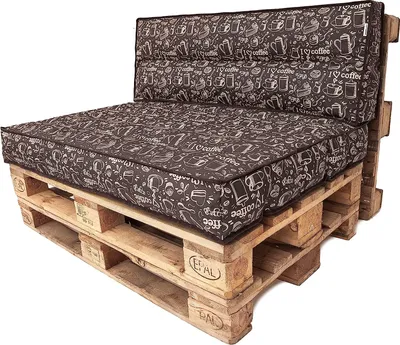 Obrázek produktu pro PillowPrim sada paletových polštářů odnímatelný potah voděodolné paletové polštářky zahradní sada polštářů (sedák 120x80 opěradlo 120x40) Káva hnědá