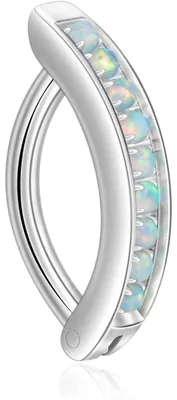 Productafbeelding van Buikpiercing, clicker model, titanium, antiallergeen, zwart, 14G, 10mm, met blauwe opaal-zirkonia