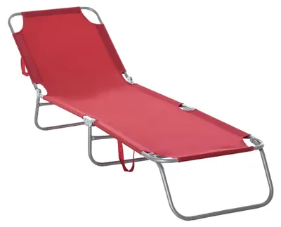 Image de Chaise longue, dossier réglable, montage facile, rouge