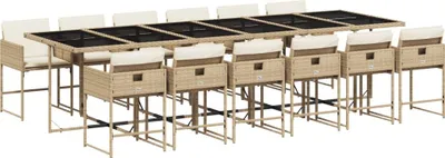 Produktbild von vidaXL 13-tlg. Garten-Essgruppe mit Kissen Beige Poly Rattan