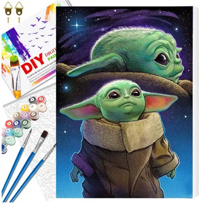 Image de EDIBAZZAR | Peinture par numéros avec cadre, 40 x 50 cm, peinture sur toile, Enfant cosmique