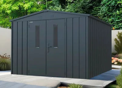 Produktbild von Gartenhaus Konsta Premium Satteldachhaus 8,5 m² 284 x 300 cm metallic schwarz