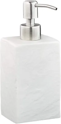 Produktbild von Seifenspender – 200 ml – Nachfüllbar – Badezimmer – WC – Küche – Polyresin – Edelstahl – Weiß