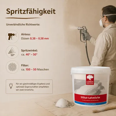 Produktbild von LEINOS Silikat-Lehmfarbe 10 l naturweiß – waschfeste Wandfarbe innen, KI-generiertes Bild